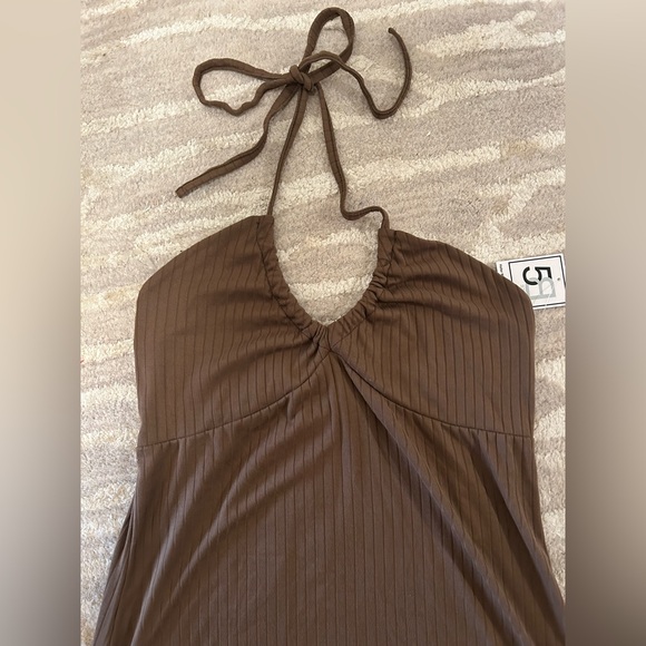 5B Chic Halter Neck Brown Maxi Dress, Large - Picture 2 of 6